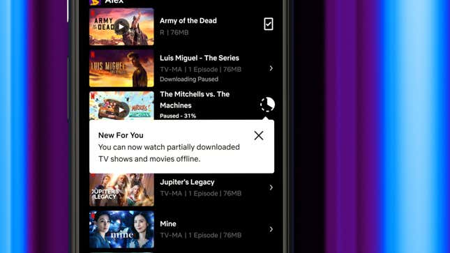 Image for article titled Netflix Will Let Android Users Stream Unfinished Downloads