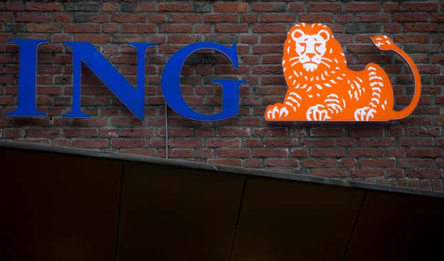 FILE - The logo of Dutch ING sits on one of it&#39;s bank buildings in Amsterdam, Netherlands, on Jan. 9, 2014. Dutch bank ING announced Wednesday Dec. 20, 2023 that it is accelerating its phasing out of funding for oil and gas exploration and production activities while it increases financing for renewable energy. (AP Photo/Peter Dejong, File)