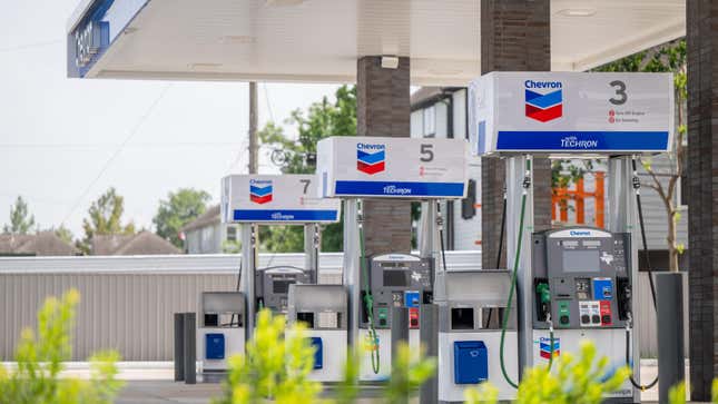 A gas station sits empty in Houston, Texas.