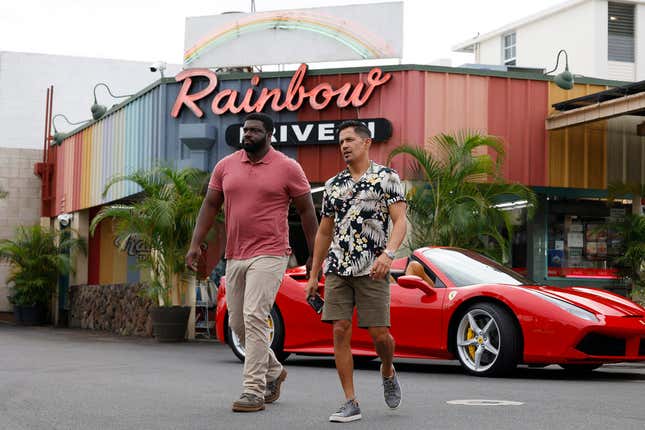 MAGNUM P.I. — “Number One with a Bullet” Pictured: (l-r) Stephen Hill as Theodore “TC” Calvin, Jay Hernandez as Thomas Magnum