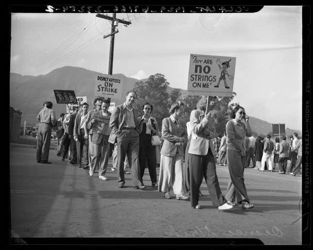 Striking animators at the Disney studios in 1941