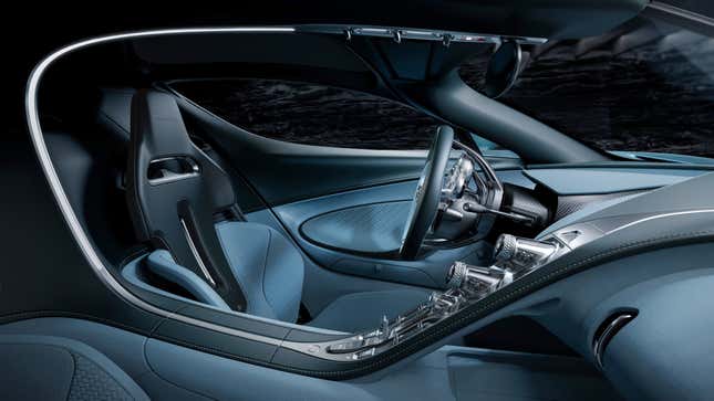 Interior of a blue Bugatti Tourbillon