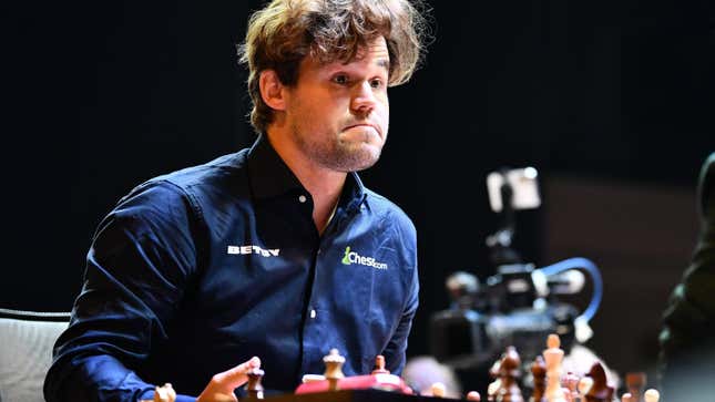 Magnus Carlsen plays a game of chess. 