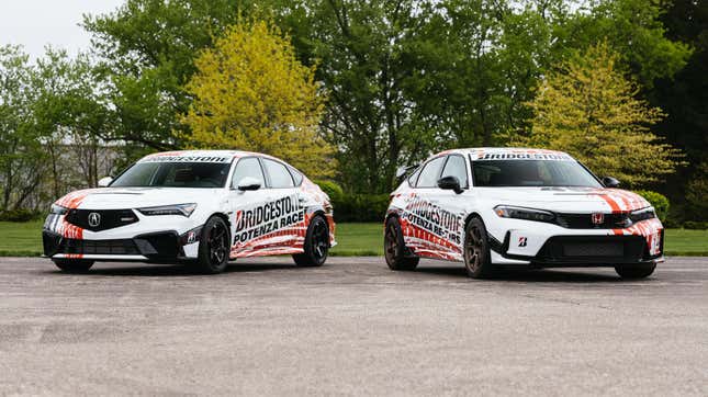 The Acura Integra and Honda Civic entered in the One Lap of America by Bridgestone