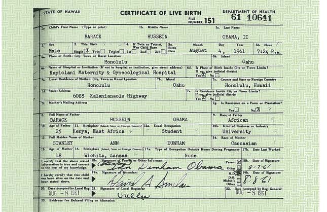 Image for article titled Donald Trump now believes Barack Obama was born in the United States, his campaign says