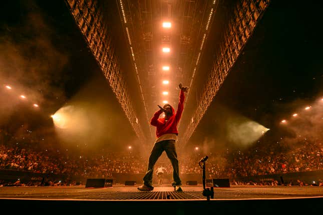 INGLEWOOD, CALIFORNIA - JUNE 19: Kendrick Lamar performs onstage during The Pop Out – Ken &amp; Friends Presented by pgLang and Free Lunch at The Kia Forum on June 19, 2024 in Inglewood, California. (Photo by Timothy Norris/Getty Images for pgLang, Amazon Music, &amp; Free Lunch)