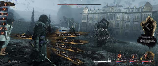 Verso chooses from his options in battle.