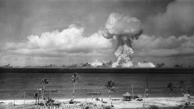 Some of the first nuclear bombs were tested off the coast of the Bikini Atoll in July 1946.