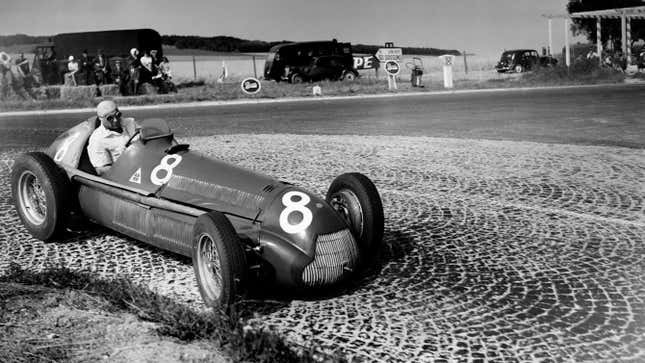 Fangio racing in the 1951 French Grand Prix