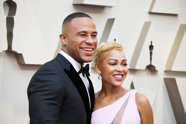 DeVon Franklin, left and Meagan Good attend the 91st Annual Academy Awards at Hollywood and Highland on February 24, 2019 in Hollywood, California.