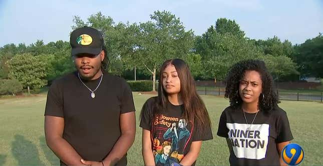 Jordan Guine, Dajah Austin and Alyssa Faustia talk to Channel 9 News about their experiences with racism at Frankie’s Fun Park in Huntersville, N.C.