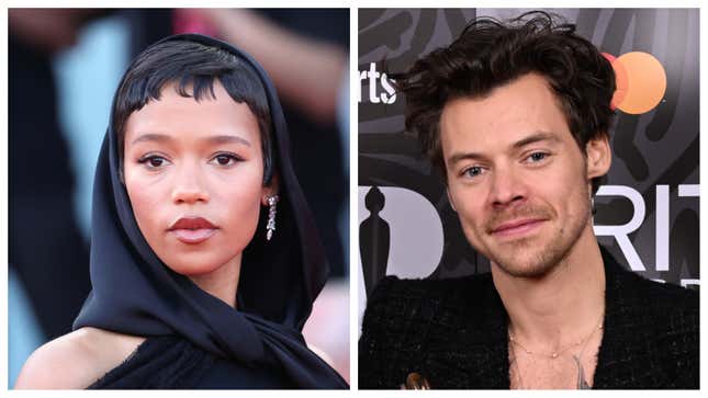 Taylor Russell, links; Harry Styles.