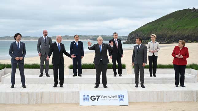 World leaders at the G7 meeting in the UK.