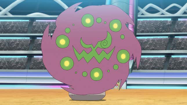 Spiritomb stands at the center of a stadium.