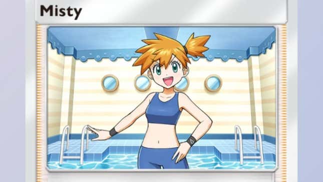 The Misty Supporter card shows the eponymous Water trainer confidently posing.