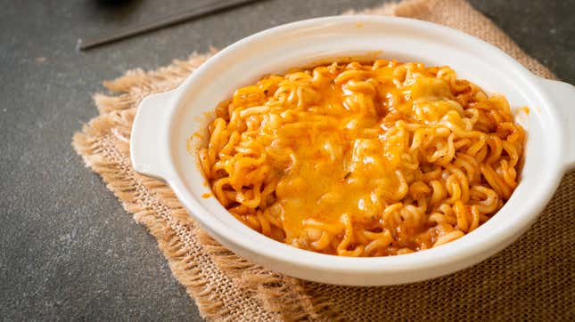 ramen with cheese on top