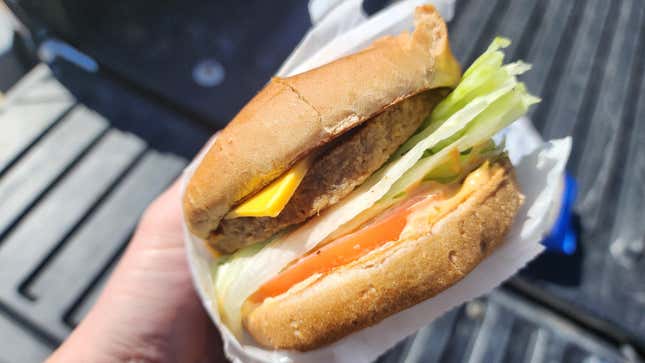 A veg burger from Baker’s Drive-Thru