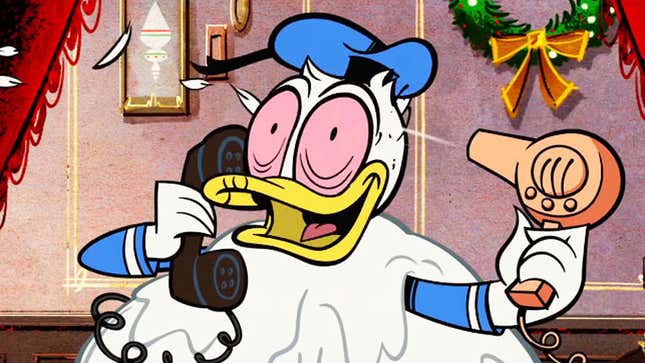 A screenshot shows Donald Duck going crazy. 