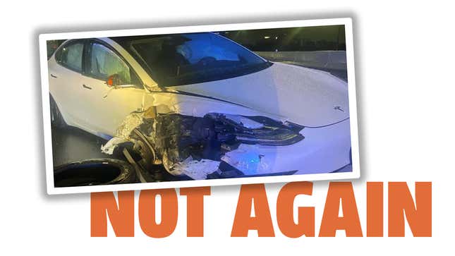 Image for article titled A Tesla That The Driver Says Was On Autopilot Crashed Into A Stopped Police Car, Again