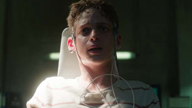 Luke wears probes on his head as he's experimented upon.