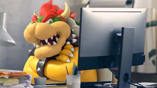 An image shows Bowser looking smug behind a PC. 