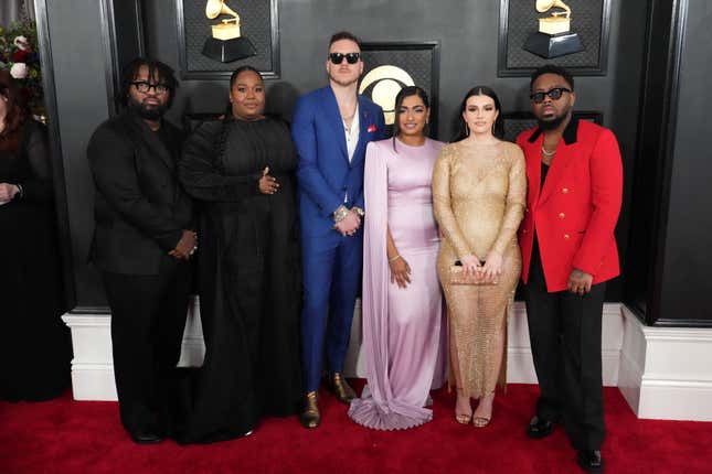 Members of Maverick City Music attend the 65th GRAMMY Awards on February 05, 2023 in Los Angeles, California.