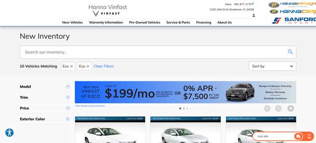 Image for article titled VinFast Has Fewer Than 200 Cars For Sale In The U.S.