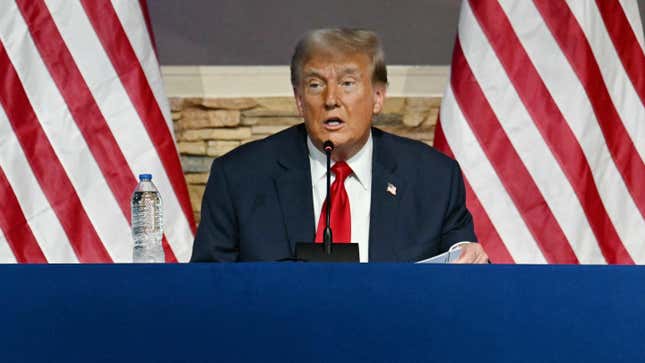 Donald Trump participates in a community roundtable at the 180 Church in Detroit, Michigan, on June 15, 2024.