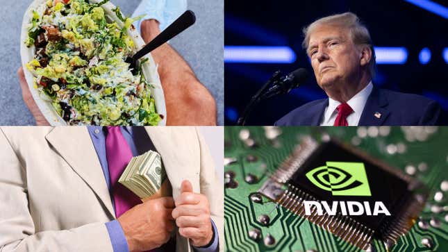 Image for article titled Chipotle&#39;s stock split, Trump Media&#39;s slide, Nvidia&#39;s rise, and an AI bubble: Markets news roundup