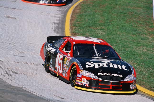 Kyle Petty driver of the #45 car drives during qualifying for the NASCAR Winston Cup Old Dominion 500 on October 18, 2002 at Martinsville Speedway in Martinsville, Virginia.