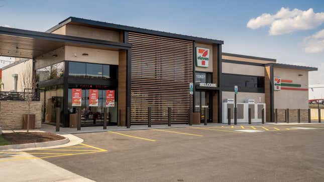 This is 7-Eleven’s “Evolution” store in Manassas, Virginia — an experimental, more upscale 7-Eleven that contains two restaurants. Your local 7-Eleven looks nothing like this.