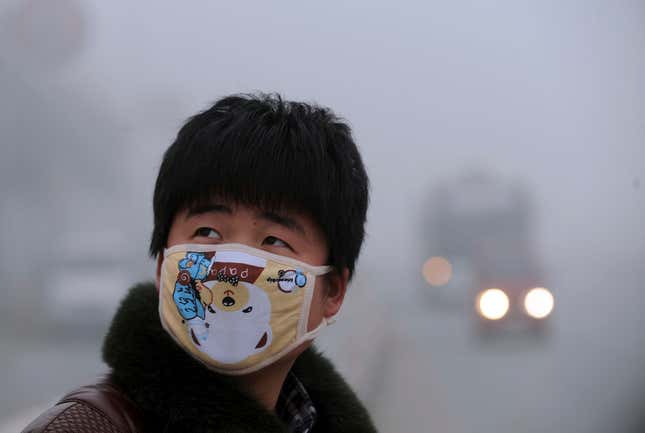 A man wears a face mask in Anhui province.