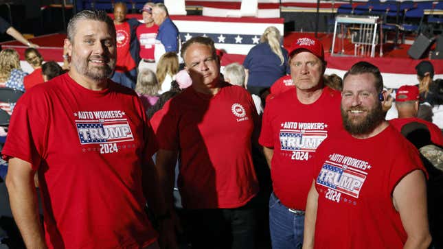 A photo of members of the Auto Workers for Trump campaign. 