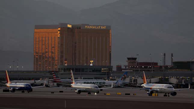 Planes ta at Harry Reid International Airport on October 14, 2022 in Las Vegas, Nevada.