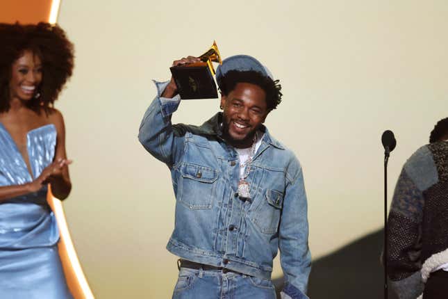 Kendrick Lamar accepts the Record of the Year award for “Not Like Us” onstage during the 67th Annual GRAMMY Awards at Crypto.com Arena on February 02, 2025 in Los Angeles, California. 