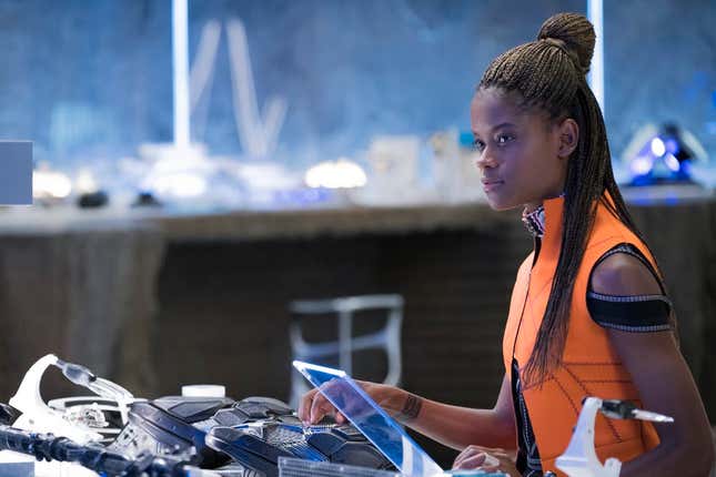 Black Panther isn’t an isolated genius – his half-sister Shuri is a technological wiz herself.