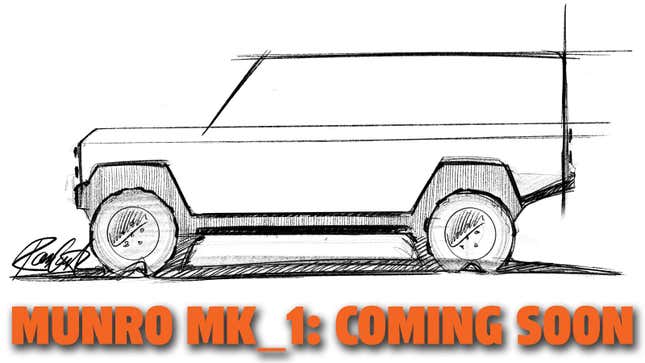 A sketch of the Munro MK1 electric off-road truck. 