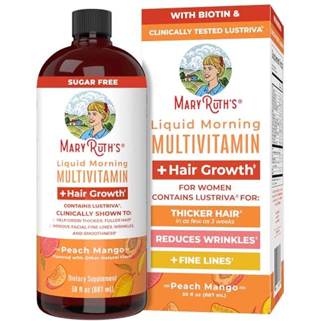 Image for article titled MaryRuth&#39;s Liquid Multivitamin + Lustriva® Hair Growth for Women| Biotin 10000mcg | Vitamin D | B Vitamins | Clinically Tested for Thicker Hair, Now 12% Off