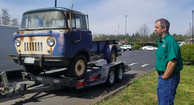 Image for article titled Watch An O&#39;Reilly Auto Parts Clerk Freak Out When He Sees My 1958 Jeep FC-170