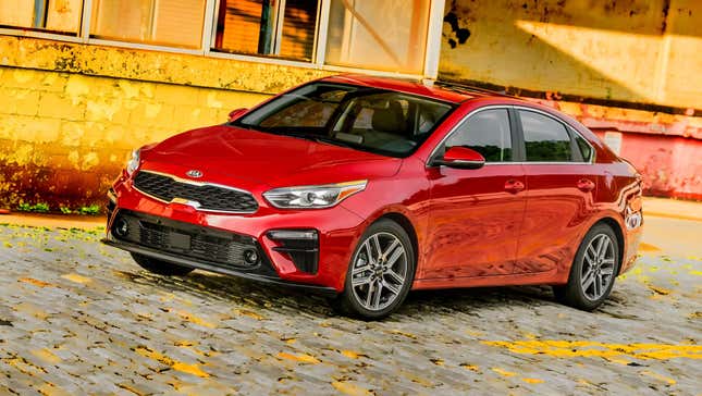 A red 2020 Kia Forte, a similar model to one stolen from Molly Walsh
