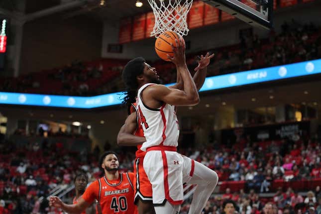 December 28, 2023. Lubbock, Texas, USA. Texas Tech Red Raiders guard Kerwin Walton, 24, goes to the basket during the first half of a game against the Sam Houston Bearkats at United Supermarket Arena.