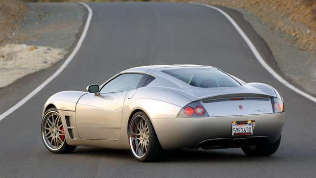 A photo of the rear quarter of a sports car. 