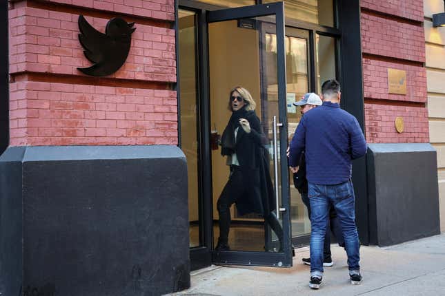 Employees enter Twitter office.