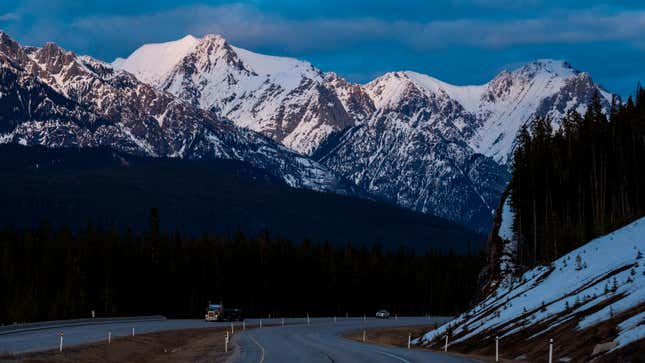 A Canadian highway winding through the mountains. 