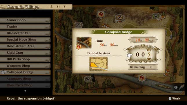 A screenshot shows a project option to fix a collapsed bridge.