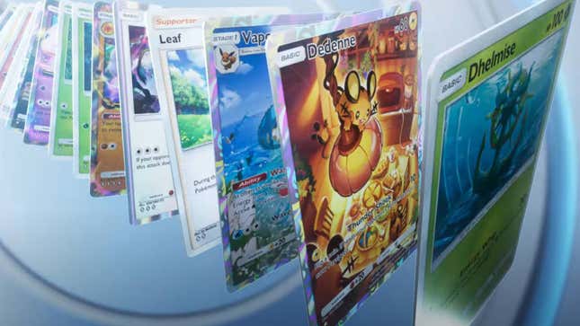 Um conjunto de cartas Pokémon do conjunto Ilha Mítica.