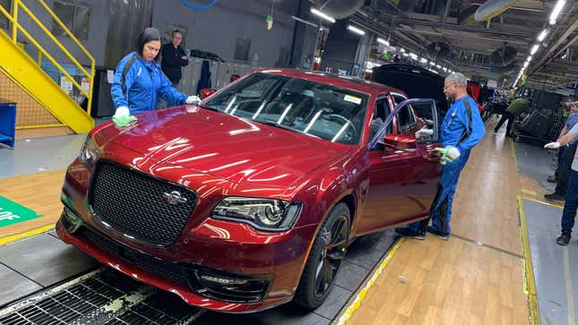 A red 2023 Chrysler 300C.