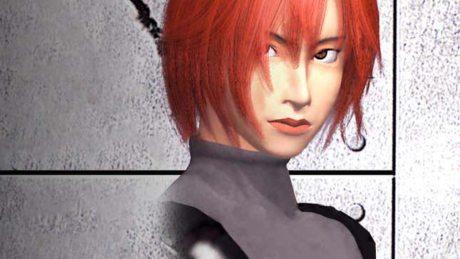 A woman in red hair prepares to fight lizards. 