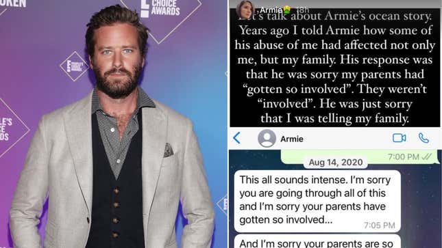 Armie Hammer's Accuser Is Rolling Her Eyes at His New Interview