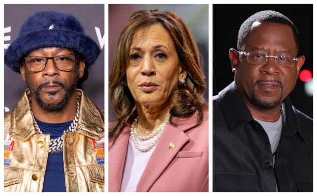 Katt Williams, left; Former Vice President Kamala Harris, and Martin Lawrence.